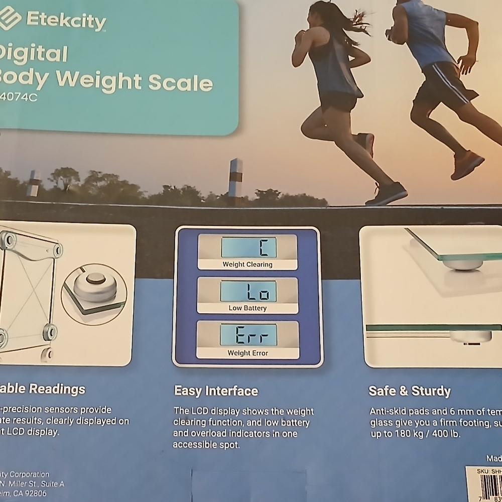 Digital Body Weight Bathroom Scale, Large Blue LCD EB4074C Etekcity BRAND NEW - Picture 5 of 5